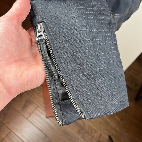 Lucky Brand Womens Black Goat Leather Moto Jacket Mixed Media Sm Cotton - Picture 4 of 14